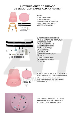 Sillas Comedor Tulip Eames A2 Con Almohadon Nordicas X2 Unid