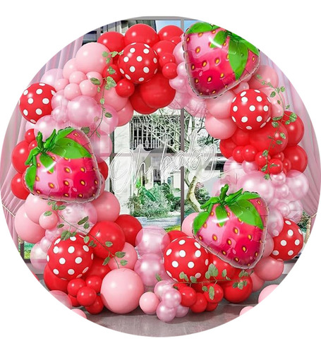 Kit De Arco De Globos De Fresa Fiesta Decoración Cumpleaños