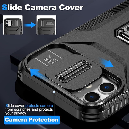 Funda Uso Rudo Anillo Imán Y Cámara Para iPhone 12/13/14