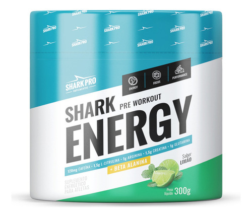 Pré Treino Shark Energy Pote 300g Limão Shark Pro