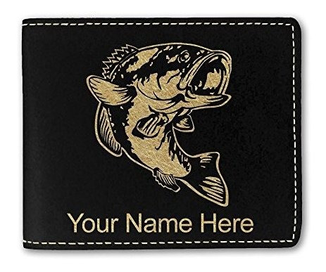 Faux Leather Wallet, Bass Fish, Personalized X1qxm