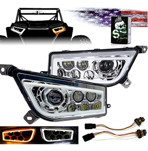 Slk-lights Chrome Razor Rzr Led Headlight Halo Street Kit De