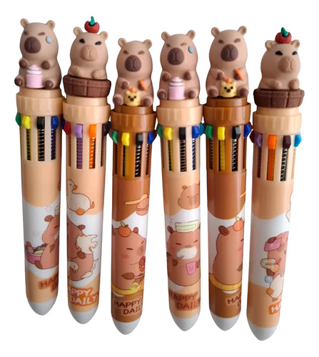 Lapiz Boligrafo Multiple 10 Colores Capibara