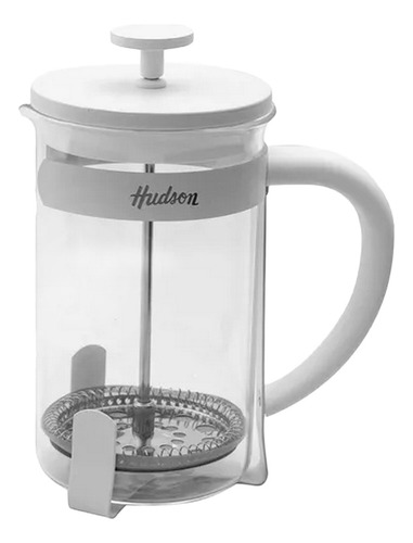Cafetera Embolo 600 Ml Tipo Francesa Vidrio Blanca Hudson