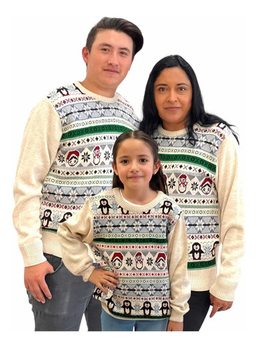 Imagen 4 de 5 de Sueter Navideño / Ugly Sweater Niños Con Pingüinos Y Duende