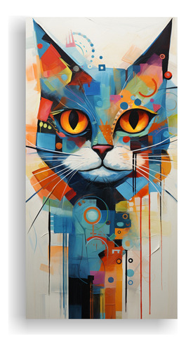 60x30cm Cuadro Decorativo Gatos Abstractos: Bella Belleza Na