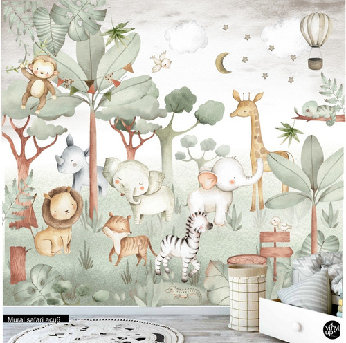 Vinilos Murales Empapelados Infantil Selva 130x70cm 1