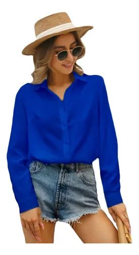 Camisa azul rey mujer hotsell