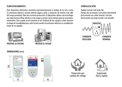 Imagen 3 de 3 de Protector De Tension Alta Baja 3500w Aire Heladera Tv Tbcin