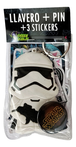 Pack De Llavero + Pin + Stickers Star Wars Stormtrooper