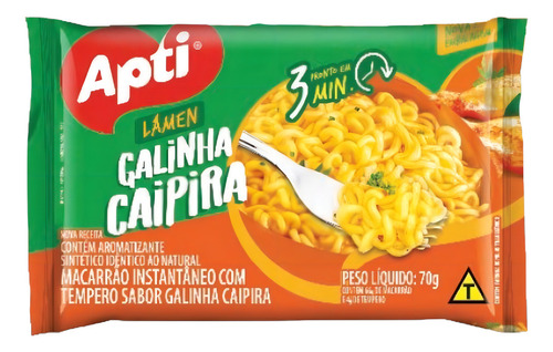 Macarrão Instantâneo Lamen Galinha Caipira Apti Miojo 70 g