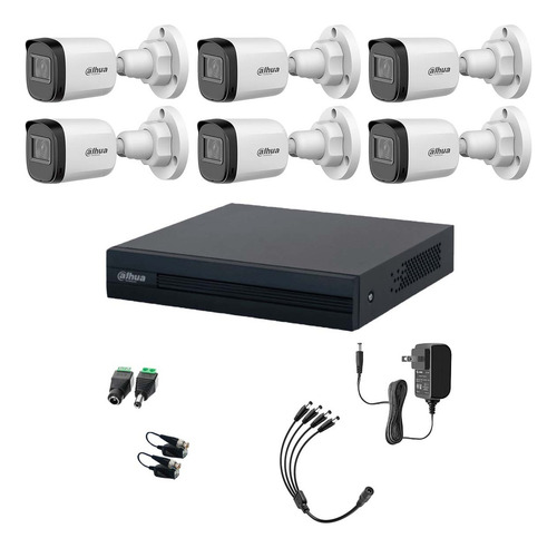 Kit Videovigilancia Cronos 6 Cámaras Dahua Bala B1A21N 2mp + Baluns + Accesorios - Kit Cctv DTH029-PLUS6-SC (dvr Dahua Xvr1b08-i Circuito Cerrado)