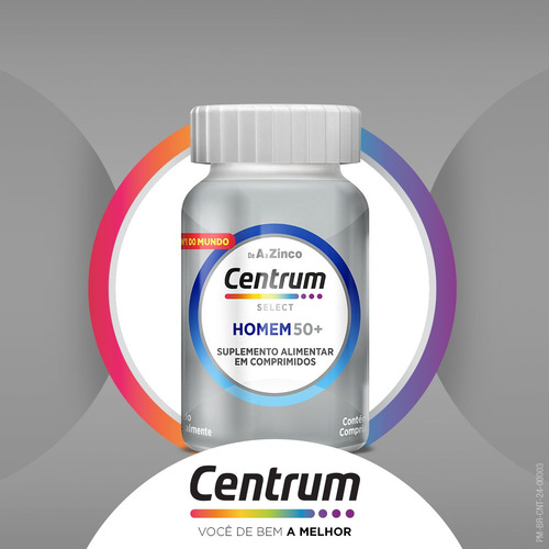 Nova Fórmula Centrum Select Homem 50+ Com 60 Comprimidos Sem Sabor