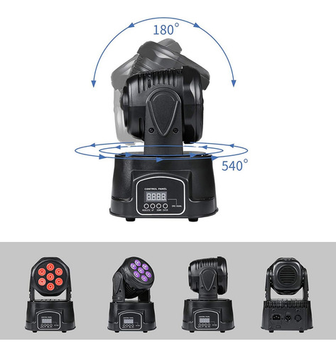 Cabeza Movil Robotico Par 7 Led Rgbw Dmx Fiesta Disco