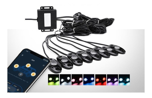 Kit Luces Led Rgb Rocklight 8 Pieza Bluetooth Rzr Jeep Canam