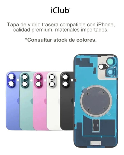 Tapa Trasera Completa Glass Compatible Con Iphone 16 Negro Iphone 16