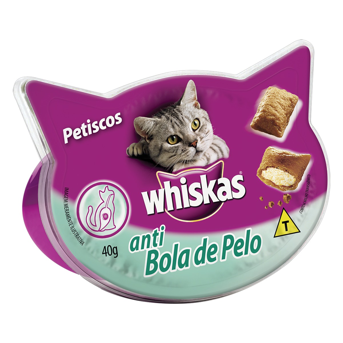 Petisco para Gatos Adultos Whiskas Anti Bola de Pelo Pote 40g