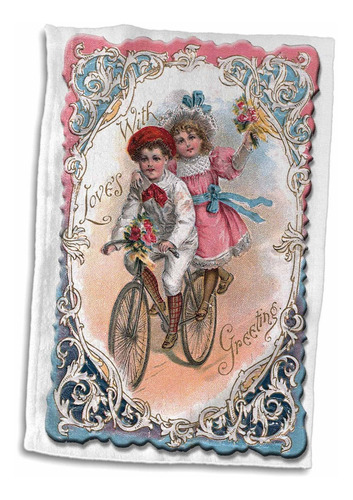 3d Rose Lindo Niño Y Niña En Una Bicicleta Tándem Co...