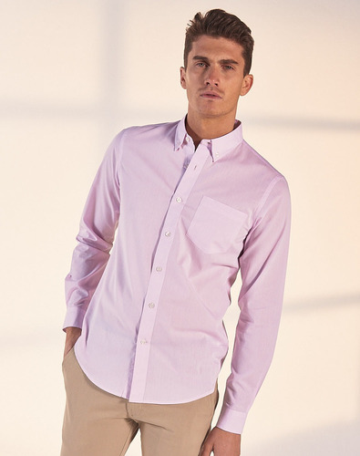 Camisa Mesquida, Hombre, Algodón, Slim Fit, Rosa, Equus