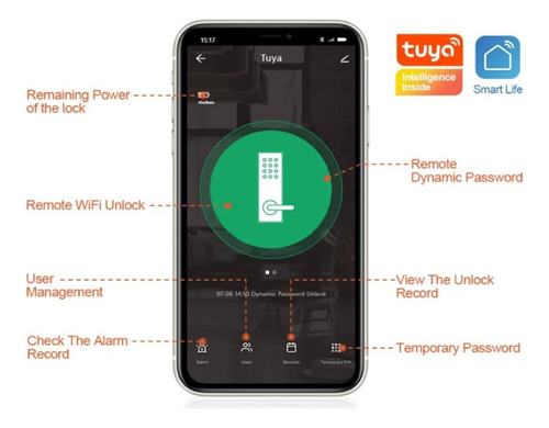 Cerradura Inteligente Doble Bloqueo Tuyaapp Wifi Exterior