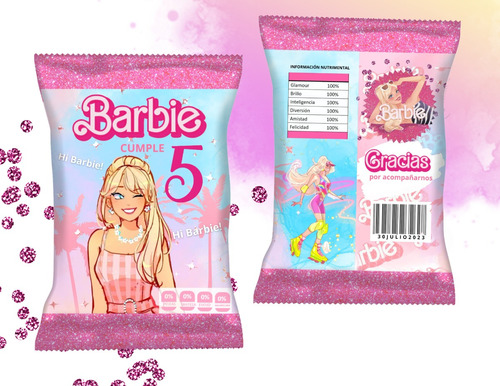 Bolsas De Papas Personalizadas (chip Bags) Barbie 15pz