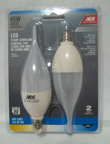 Bombillo Tipo Llama Vela C/base De Candelabro Led 6w Ace 