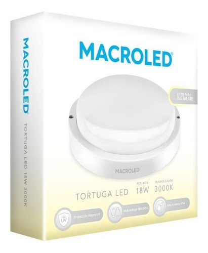 Tortuga Redonda 18w Led Exterior Jardín Blanca 220v Potente 