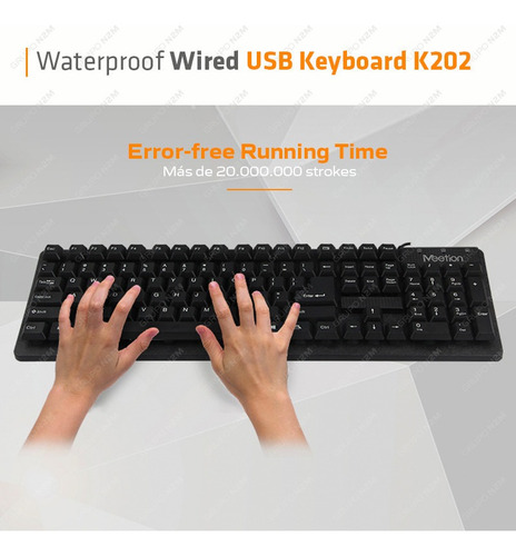 Imagen 4 de 10 de Teclado Estandar Usb Con Cable Impermeable Meetion Mt-k202