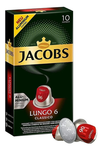 Cápsulas De Café Jacobs Lungo 6 Classico X 10 U