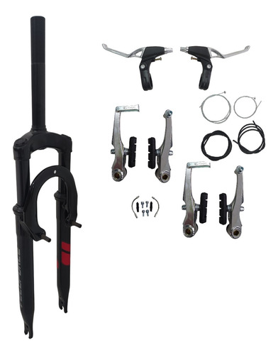 Garfo Suspensão Aro 26 Bike 21,1mm + Freio Vbreak Alumínio