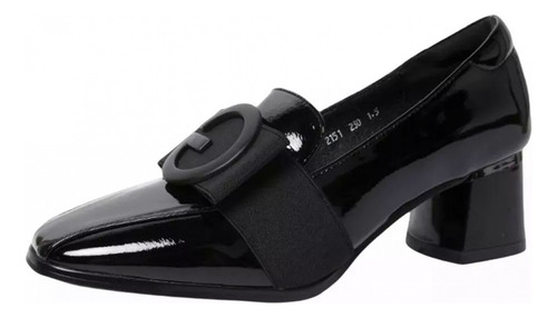 Zapatos Gruesos De Tacón Bajo Con Punta Cerrada Para Mujer,