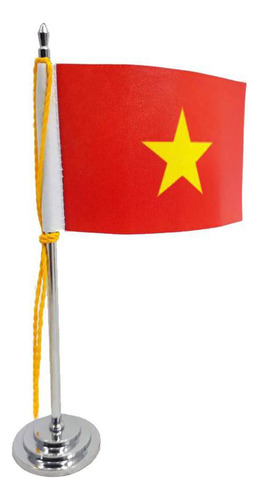 Mini Bandeira De Mesa Vietnâ 15 Cm Poliéster