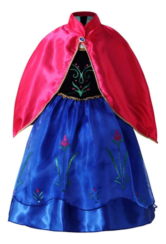 Disfraz Vestido Anna Frozen Con Capa