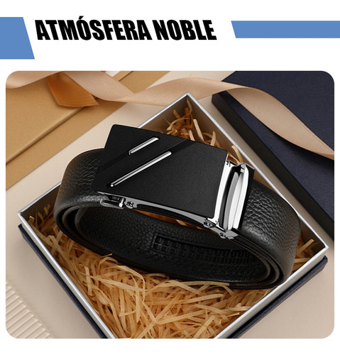 2 Cinturones Negros Con Hebilla Automática Para Hombre Doble Plata 120cm