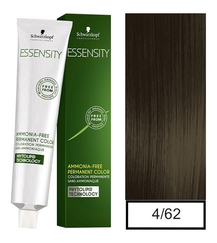  Essensity - Tintura Permanente Sin Amoníaco 4-62 + Oxidante Tono Castaño Medio Chocolate Humo 4-62