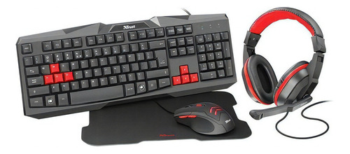 Kit Ziva Gamer de 4 x 1 para teclado, ratón, auriculares y alfombrilla, color negro