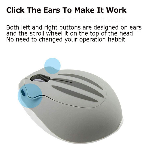 Mouse Inalámbrico Sxban, Diseño De Hamster 1200 Dpi Gris