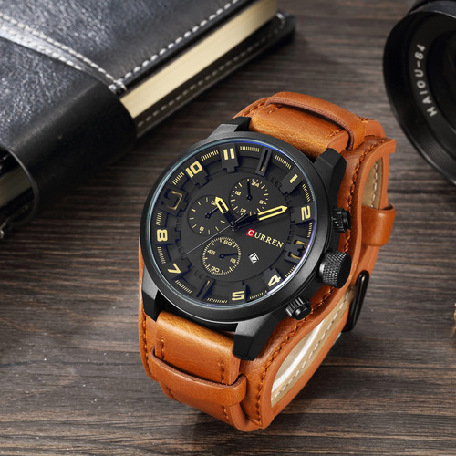 Relógio De Couro Top Fashion Quartz Brand Man Watch 8225