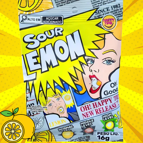 Balas Sour Super Lemon Cola Strawberry 16g Sabor À Escolha