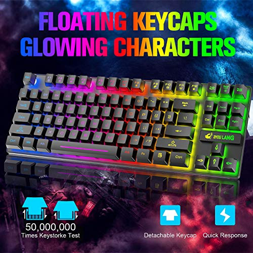 Combo De Teclado Y Mouse Inalámbricos Para Juegos Con 87 Tec