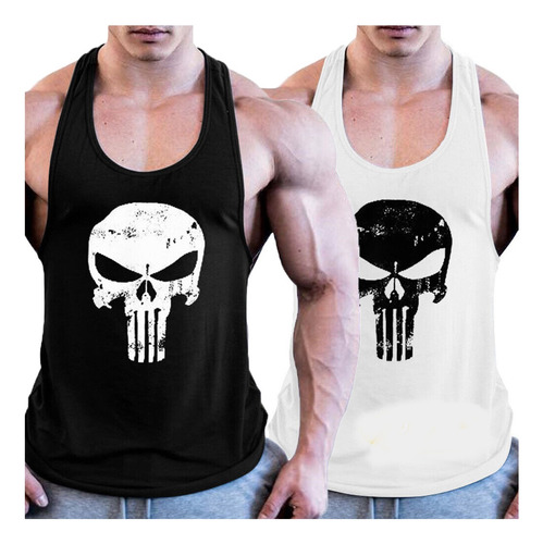 Camiseta Gym Fitness Crossfit Tank Top Hombre Punisher 2pk