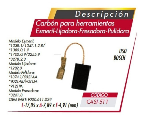 Carbon  Esmeril 4 1/2 Ns 1347 Bosch  Casi-511  