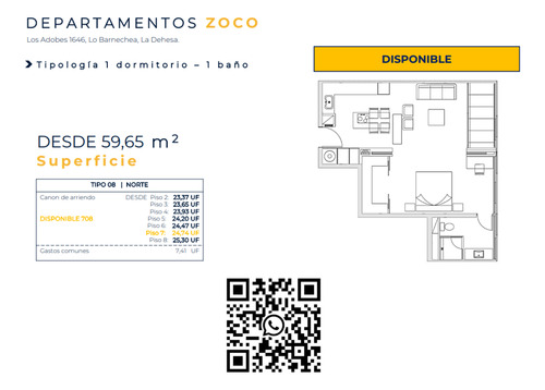 Departamento En Arriendo De 1 Dormitorio En Lo Barnechea.