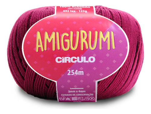 Linha Fio Amigurumi Círculo 254m 100% Algodão - Trico Croche Cor VINHO 3154