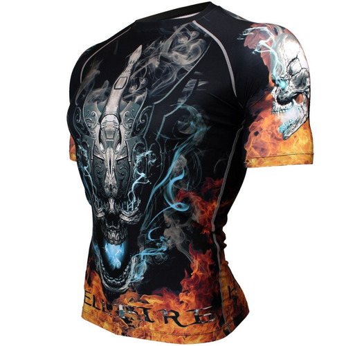 Imagen 2 de 5 de Remera Compresión Btoperform Hell Fire Jiu Jitsu Kite