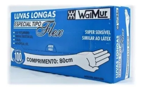 Luvas Para Inseminação Walmur Flex 80cm Cx Com 100 Unidades