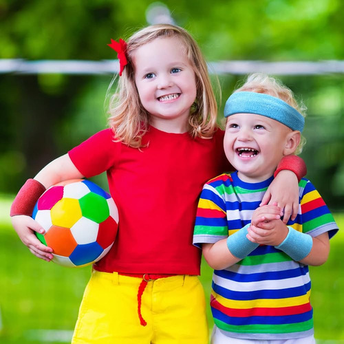 Diademas Y Muñequeras Deportivas 18 Piezas Para Niños, 6 Col