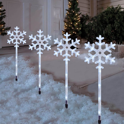 Luces Solares Navideñas Con Forma De Estrella Y Caminos, 4 U