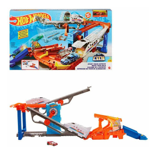 Pista Moto Tren Bala City Hot Wheels Motorizada Mattel Color Azul/Rojo