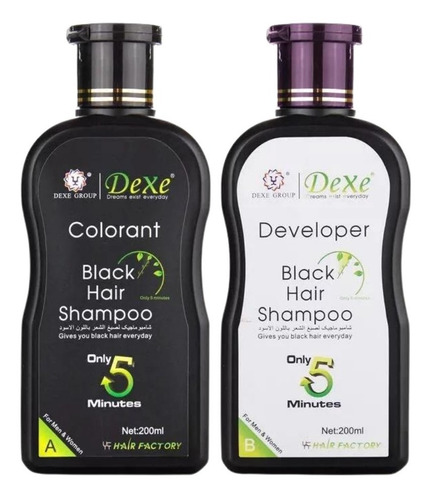 Imagen 4 de 4 de Champú Dexe Black Para El Cabello, Para Hombre Y Mujer